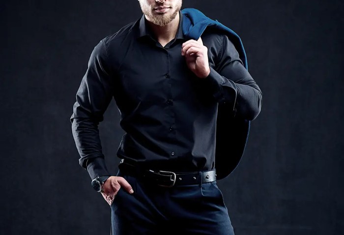 Black satin mens dress shirt