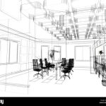 Sketsa desain interior kantor